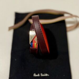 Paul Smith Leather and Metal Double Wrap Bracelet